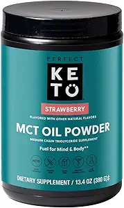 パーフェクト Keto MCTオイルパウダー、中鎖トリグリセリド、Ketogenic非酪農場コーヒークリームとバルクサプリメント、30サービング(イチゴ)