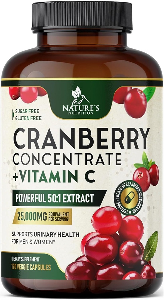 クランベリーの補足の丸薬25,000mg -女性及び人のための高い効力のビタミンCranberry、尿路の健康サポート、砂糖は、グルテンフリー、非GMOのクランベリーの濃縮物のエキス- 120のカプセル放します