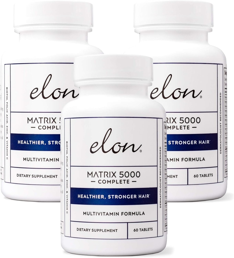 Elonのマトリックス5000の完全なMultivitamin —皮、毛および釘の成長のビタミン–女性及び人の健康な毛の成長のビタミン– 5000McgのBiotinの補足、3のパック(180の日の供給)