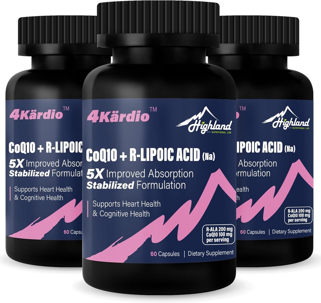 サービングごとのCoQ10 100mg + R-Lipoicの酸200mg、3か月の供給、5Xまで改善された吸収、中心の健康および認知健康180のカプセルのためのR-Lipoicの酸/CoQ10の補足