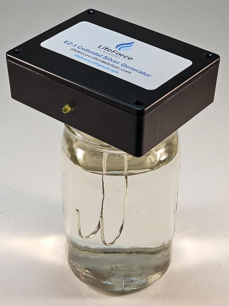 コンパクトなEZ-1ベアボーンシルバージェネレータ - バッテリー駆動のDIYフレッシュシルバーメーカー - ポータブルキットは22分で32ozを作る(12-Gauge)