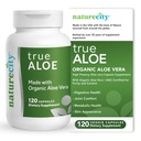 NatureCity True-Aloe Gut Health Support - 80,000mg Aloe Vera Gel は、サービングごとに同等 – 有機アロエベラ(120カプセル)は、消化器、皮膚および関節サポートのために | 小さな簡単にスワロピル