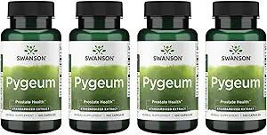 Swanson Pygeum - 男性の前立腺の健康、ぼうこう、および尿路の健康サポートを促進する草の補足-人の健康の補足- (100のカプセル、125mg各) 4のパック