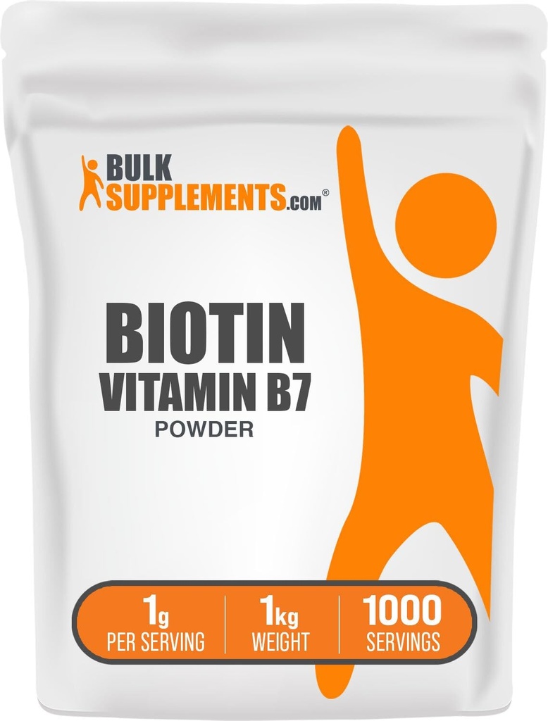 BulkSupplements.com ビオチン10000mcgパウダー - ビタミンB7、髪、皮膚、爪のためのビタミン - グルテンフリー、給餌1g(10mgビオチン)、1kg(2.2ポンド)(パッケージ1)