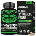 男性のためのGORIL-Xテストステロンブースター - ワークアウトテストステロンサプリメント - サイズ、強度、エネルギーを増加 - 1000mg男性の強化ホニーヤギ - マカルート、トンカットアリ&トリブラステルレスト60キャップ