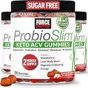 フォースファクターProbioSlim Keto ACVグミー、LactoSpore Probioticsと有機Apple Cider Vinegar Gummiesおよび消化、代謝、免疫の健康、1ネット炭水化物、Apple Flavor、360ctをサポート