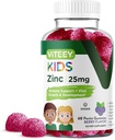 子供のためのViteey亜鉛グミー、25mg - 免疫サポート - 強力な自然酸化防止剤、キッズ亜鉛ビタミンサプリメント - ビーガン、ゼラチンフリー、グルテンフリー - おいしいChewableベリー風味ガミー