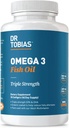Dr. Tobias Omega 3 フィッシュ オイル, 2000 mg トリプル 強度 800 mg EPA 600 mg DHA サービングあたり, 魚油オメガ 3 心のためのサプリメント, 脳 & 免疫サポート, 90 ソフトゲル, 45 サービング