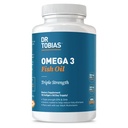 Dr. Tobias Omega 3 フィッシュ オイル, 2000 mg トリプル 強度 800 mg EPA 600 mg DHA サービングあたり, 魚油オメガ 3 心のためのサプリメント, 脳 & 免疫サポート, 90 ソフトゲル, 45 サービング
