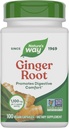 Nature's Way Ginger Root, 消化の快適さを促進*, 1,100 2カプセルのサービングあたりのmg, Non-GMOプロジェクト検証, ビーガン, 100カプセル