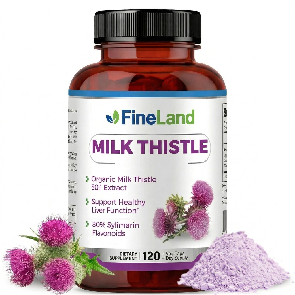 FineLandミルクのこの薬の丸薬50:1のエキス– 120のビーガンカプセル-80%のシリマリンのFlavonoidsの20,000のmg Strenght - 肝臓及び酸化防止サポート  50Xの集中された種のエキス-非GMO、米国で作られる