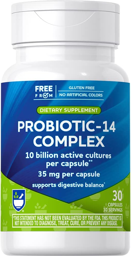 Rite Aid Probiotic 14コンプレックス10ビニオン - 30カウント、良好な細菌、コロンヘルス、毎日のコロンの健康プロバイオティック、男性&女性プロバイオティックを修復