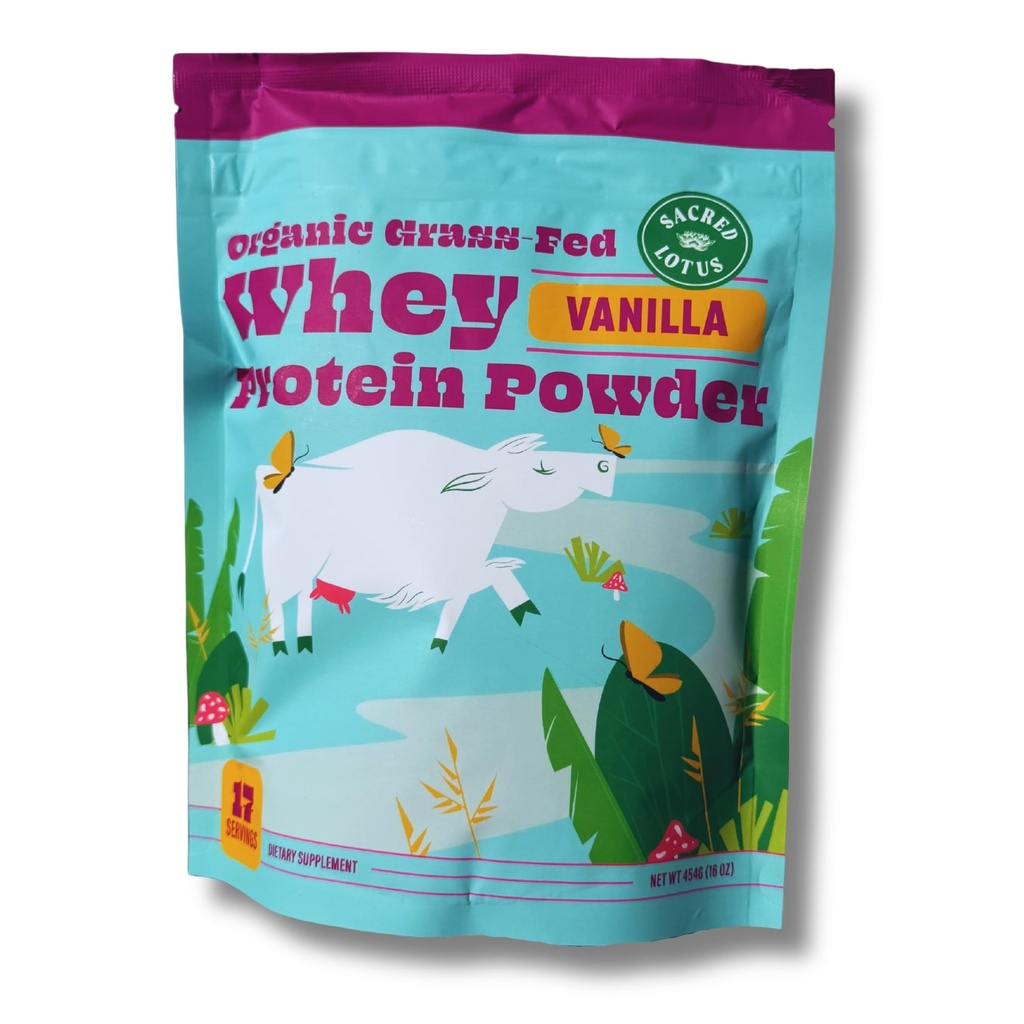 SunLife Organics Grass Fed Whey Protein Powder Vanilla | 100% オーガニックプロテインパウダー for Men & Women, Naturally Sweetened with Cacao, Coconut Creamer, Stevia (16 Oz) 15 サービング