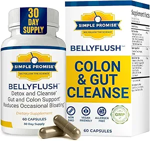 BellyFlush - ミルクアザミ&BentoniteクレイによるGentle Colon&Gut Cleanseサプリメント - 便秘、Debloat、消化不良デトックス&フラッシングをサポート - 60カプセル