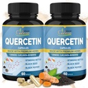 Organic Cadane 2 Packs Quercetin Supplements Capsules, 6in1 with Turmeric, Berberine, Stinging Nettle, Black Seed, Black Pepper - Supports Immune System - 4 Months Supply