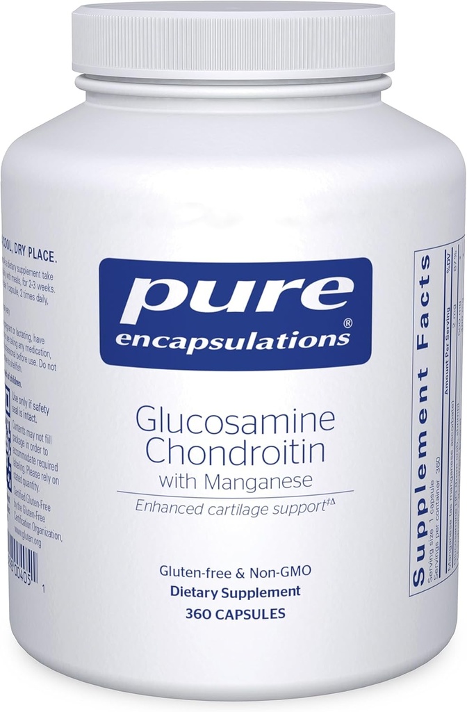Pure Encapsulations Glucosamine Chondroitin with Manganese | Supplement for Joint Support, Comfort, Mobility, Cartilage Integrity and Health, and Connective Tissue* | 360 Capsules