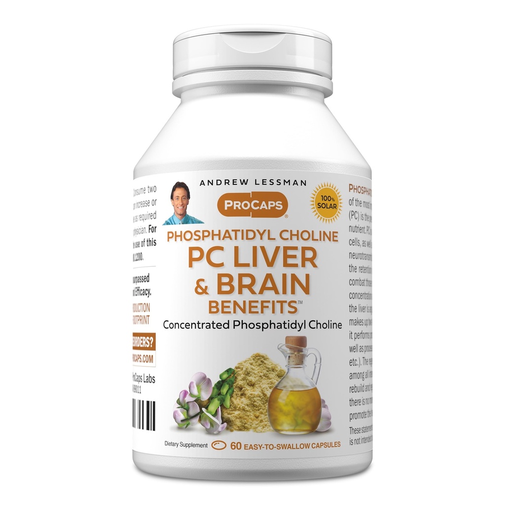 ANDREW LESSMAN PC 肝と脳のメリット 60 ソフトゲル - Phosphatidyl コリン、健康な肝臓と脳構造のための最も重要なビルディング ブロック、機能。 添加物無し。 飲みやすいソフトジェル