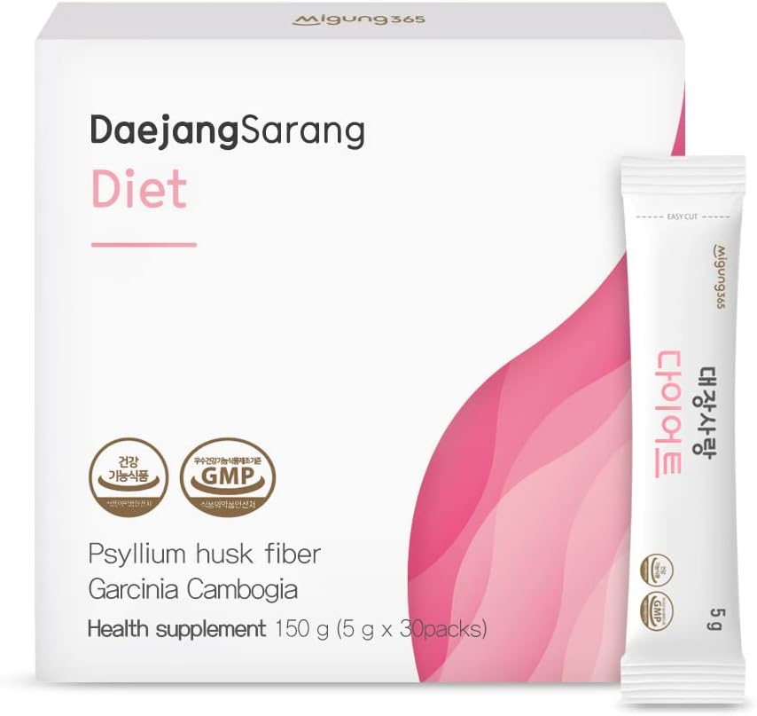 Daejang Sarang (Garcinia Cambogia, 30 スティック) - Psyllium Husk Fiber Supplement, 消化の健康 & 便秘救済. 植物ベースの原料、余分強さ5,500mg及びHCA 780mg。