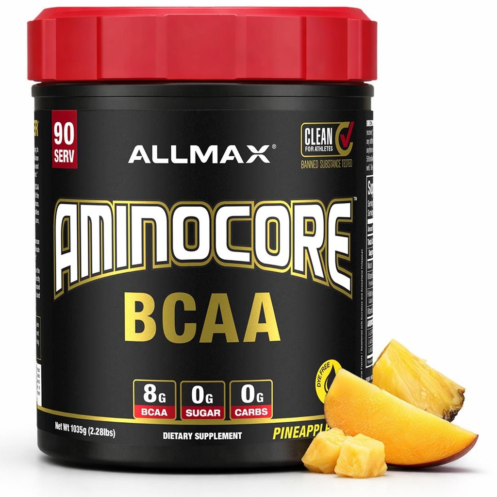 マックス栄養アミノコアBCAA、パイナップルマンゴー - 945 gパウダー - 8.18 分岐チェーンアミン酸分 - ビタミンB - 充填剤または非BCAAアミノ - 砂糖無料 - 90 サービング