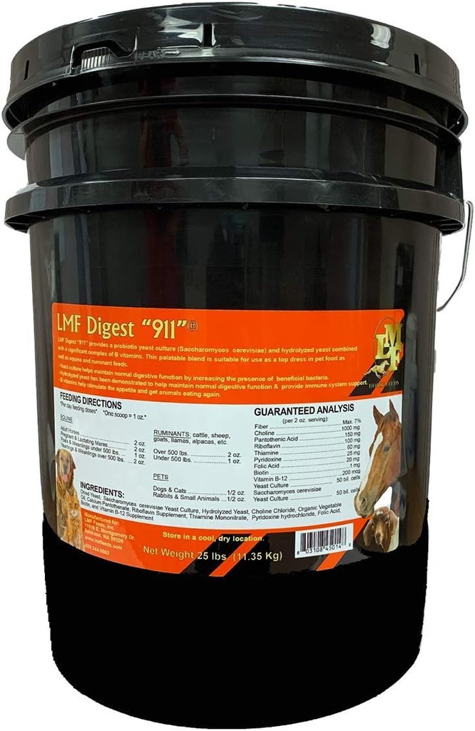 LMF ダイジェスト 911" 25 ポンドのプレバイオティックとプロバイオティック ホース、ルミナント、ペットのためのサプリメント
