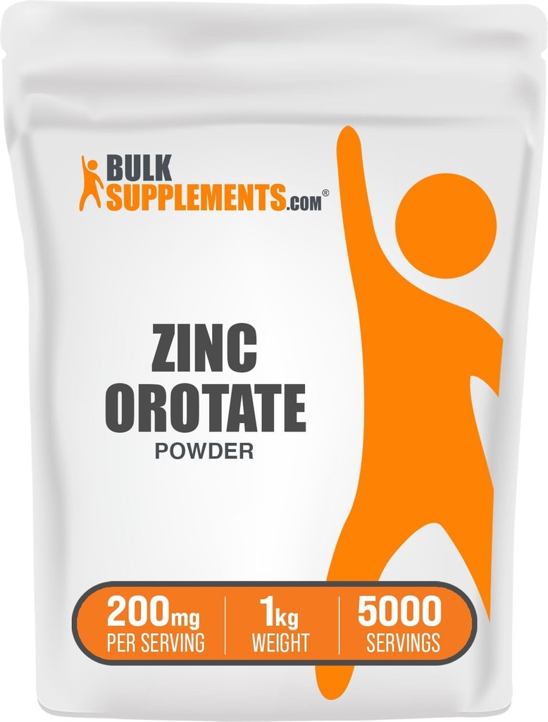 BulkSupplements.com Zinc Orotate Powder - Zinc Minerals Supplement, for Immune Support - Gluten Free, 200mg per Serving, 1kg (2.2 lbs) (Pack of 1)
