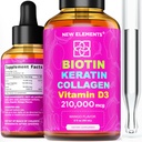 毛の成長のための液体のBiotinのケラチンのコラーゲンのペプチッド及びビタミンD3 MCTオイルは210,000mcgを低下させます-毛皮および釘のための強力な方式、女性及び人のためのほとんどの高度の毛の成長の補足