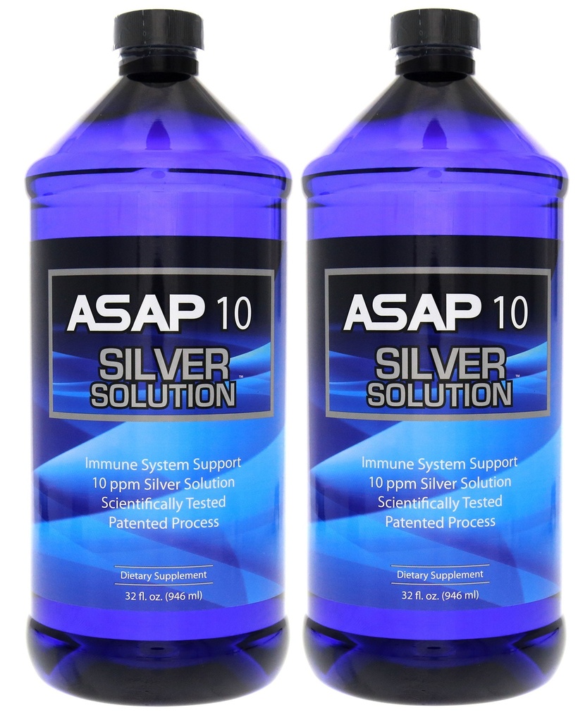アメリカンバイオテクノロジーラボ ASAP 10 PPM シルバーソル 免疫システムサポート | 32 Oz Totalling 64 Ozの2パック
