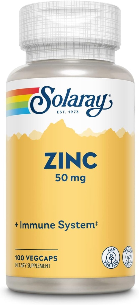 亜鉛50mg Solaray 100ベジキャップ - 3パック