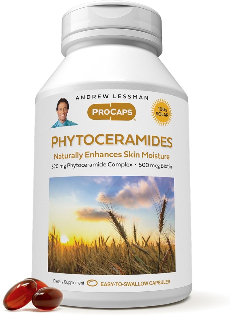 Biotin 120 Softgels - 皮膚のバイタルナチュラル内部保湿剤 - とANDREW LESSMAN Phytoceramides。 自然に柔らかく、滑らか、放射性皮を高めます。 添加物無し。 ソフトジェルを飲みやすく
