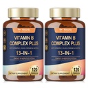 ビタミンB1、B2、B3(Niacin)、B4、B5、B6、B7(Biotin)、B8(Inositol)、B9(Folate)、B12、C、D3、エネルギーのためのK2、Nerve、免疫、皮-びんごとの120の帽子- 2本のびん