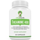 VitaMonk Lテアニン400mgサプリメント - 人工フィラーなしのL-テアニン400mg - 余分な強度Lテアニンサプリメント - Ltheanine 60カプセル
