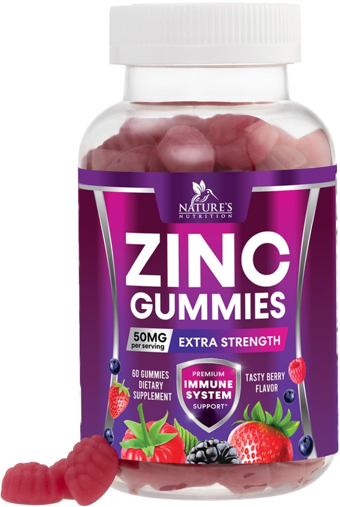 亜鉛グミー50mg - 骨の皮及び免疫サポート健康のGummy及び大人のための優れた酸化防止Chewable - 高吸収ビーガン、グルテンフリー亜鉛はビタミンを補います - おいしいベリー風味 - 60グミ