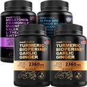 MEDCHOICEターメリック&ジンジャー(240ct)、睡眠メラトニン(90ct)、および向知性脳(60ct)サプリメントバンドル - 脳、睡眠、免疫サポートのためのウェルネストライオ - ビーガン、非GMO、グルテンフリー