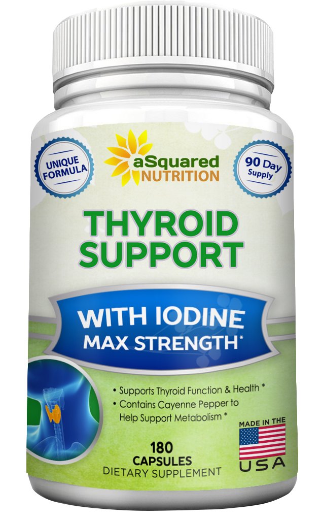 アイオジン(180カプセル)とASquared Nutrition Premium Thyroidサポートサプリメント - ベストハーブ&ビタミンコンプレックスピルw / B12、アッシュワガンダ、ブラッドダーラック&ケルプ - ヘルシーなホルモン&エネルギーのためのヘルパー