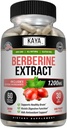Kaya Naturals Berberine HCL Extract 1200mg - 免疫システム - グルコレベル - Gut Health(Vegetarian、非GMO&グルテンフリー)バーリンサプリメント(60カウント)