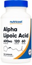 ナトリコストアルファリポ酸600mg/サービング120カプセル、60サービング - 植物ベースのキャップ、非GMO