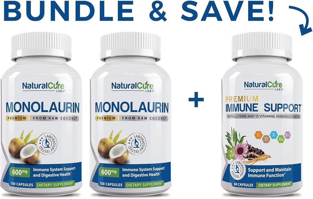 自然なキュア・ラボ Monolaurin 600mg 2のパック+免疫サポート