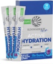 Sunwarrior Hydration パウダー 電解質パケット パウダー B12 エルダーベリー | ブルー ラズベリー風味 18 スティック パック 126g ポーチ | ヴィーガンと植物ベースの砂糖 無料