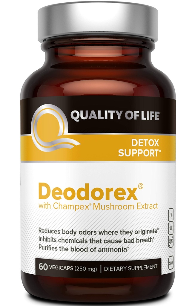生活の質 - 解毒サポート - 悪い呼吸と体臭を戦う - Deodorex - 60 Vegicaps