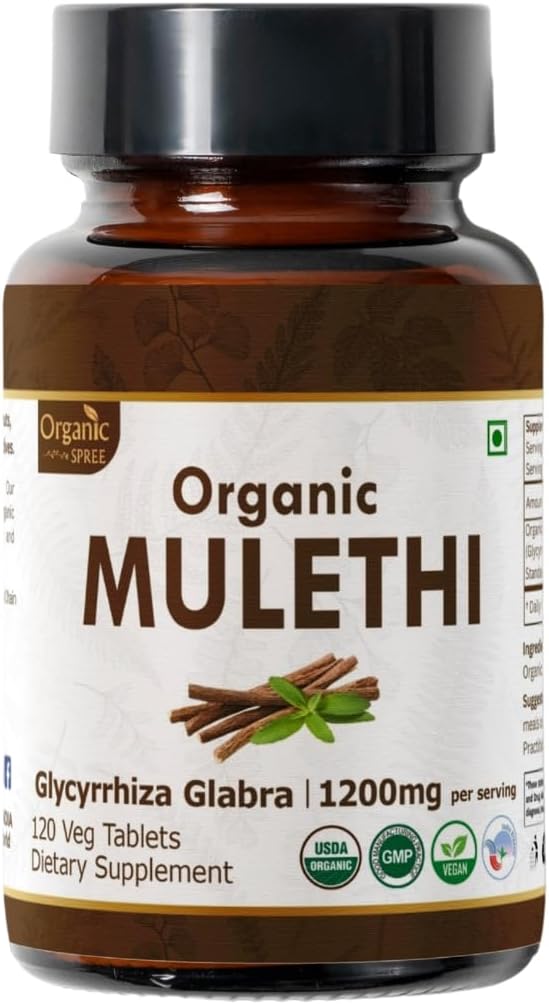 Mulethi 120錠 - USDAオーガニックリコライスルート - 消化の健康と免疫をサポート*