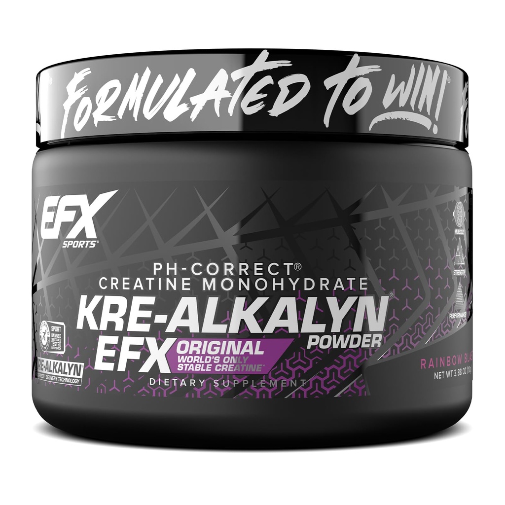 EFX Sports Kre-Alkalyn EFXパウダー | pH 補正クレアチン モノハイド パウダー サプリメント | 強度・筋肉の成長・性能 | 55 サービング(レインボーブラスト)