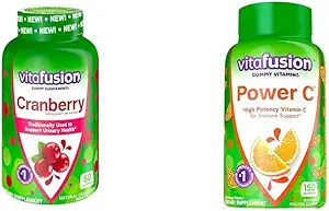 女性のためのVitafusionクランベリーガミー, サービングあたりの500mg, 60ctパワーCビタミンCガミー, オレンジ風味, 282mgビタミンC, 150カウント