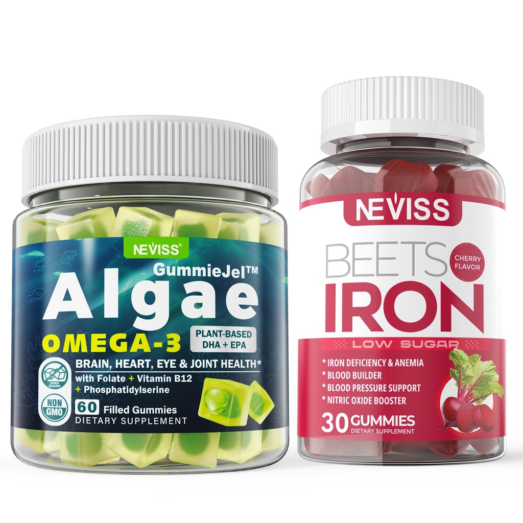 ビーガンオメガ3グミー1000mg +アイアンサプリメント12.5mg