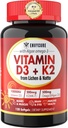 植物ベースのビタミンD3 K2の補足のSoftgel - Vit D3 10000のIu +ビタミンK2 Mk7 200 Mcg、Algae Omega-3、マグネシウム、Bone及び筋肉、免疫サポート、最高の吸収、Swallow 1packへの容易なビタミンB12