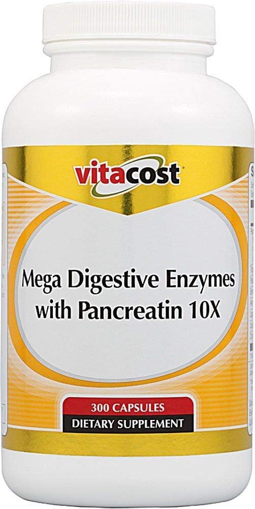 Vitacost Mega Digestive Enzymes with Pancreatin 10X - 300 Capsules
