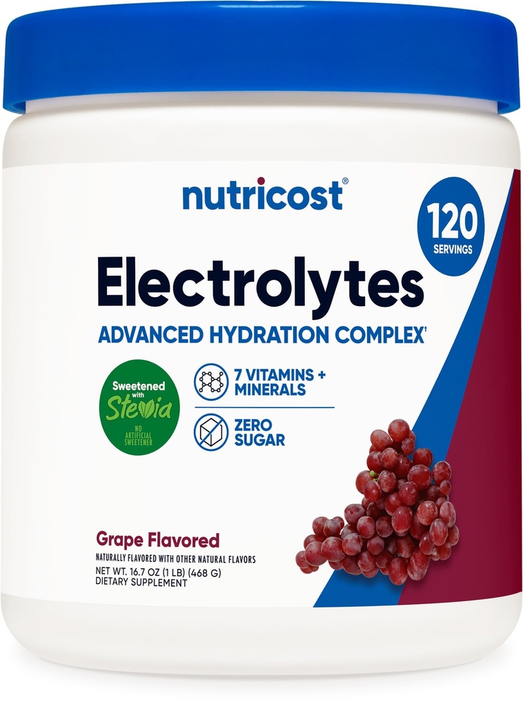 Nutricost電解複合粉末(120サービング、グレープ) - ビタミンとミネラルと水分補給サプリメントドリンクミックス