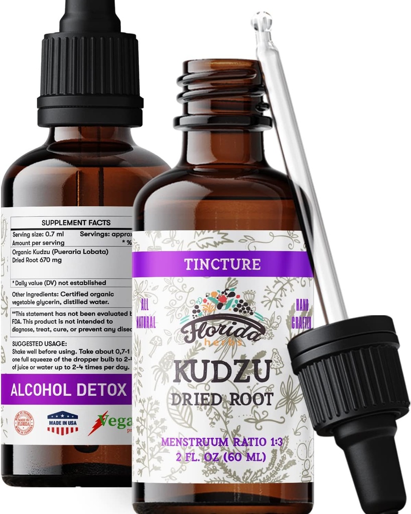 Kudzu抽出物 - Kudzu Root Organic Supplement - 天然Kudzu植物 - Kudzu Root抽出物 - 非アルコールサプリメント - 米国製 - 2oz