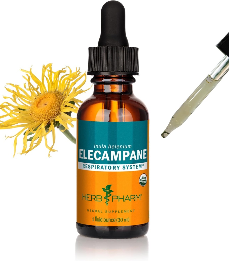 ハーブ Pharm は、呼吸器系サポートのための有機 Elecampane の液体のエキス - 1 Ounce (DELECA01) を証明しました