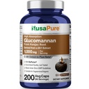 NusaPureグルコマンナン1000mg/サービング200ベジキャップ(バイオパリン、非GMO、ビーガン) Konjac Root
