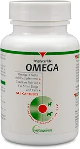 犬と猫のためのVetoquinol Triglyceride Omega 3の補足、EPAおよびDHAの魚油の補足は皮、コート、接合箇所および免疫の健康、犬および猫のためのオメガ3の魚油を30lbs、60ct促進します
